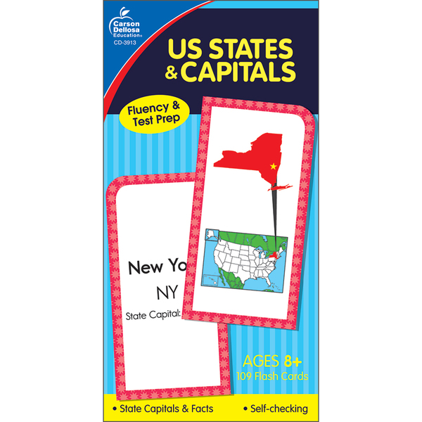 Carson Dellosa U.S. States + Capitals Flash Cards, Grade 3-5 3913